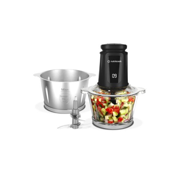 Nutricook Glass & SS Chopper & Mincer, 2L , 500 W, Black